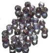 30 8mm Triangle Faceted Grey with Antique Gold Coated Ends